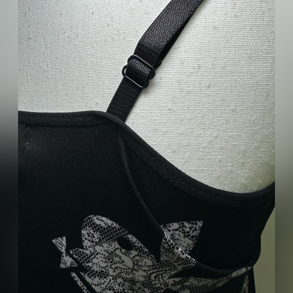Playboy Intimates Black white Bunny Print Slip Dress Adjustable Straps Y2K 90s M - Picture 5 of 9